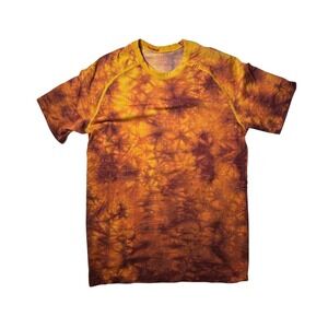 Lululemon  Mens S Metal‎ Vent Tech Crew Short Orange Space Tie Dye T Shirt